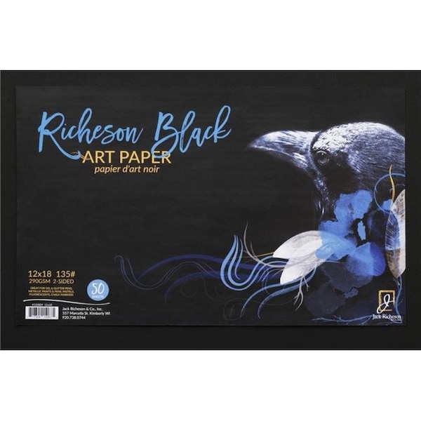 Jack Richeson 1592751 Black Watercolor 50 Sheets Paper; 135 lbs - 12 x 18 in. 1592751 - main